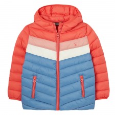 Joules Girls Kinnaird Packable Coat in Riviera Colour Block