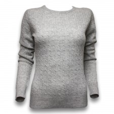 Heritage Ladies Light Grey Cable Knit Cashmere Jumper