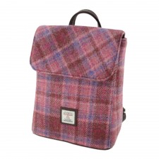Harris Tweed 'Tummel' Mini Backpack Bag in Pink Check