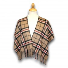 Lona Scott Childrens 100% Cashmere Mini Ruana in Camel Thomson Tartan