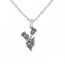 Hamilton & Young Scottish Thistle Silver Pendant With Marcasite