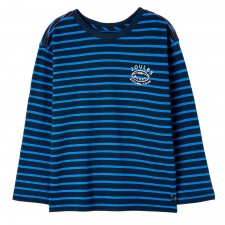 Joules Boy's Bryce Stripe Artwork Top in Navy Blue Stripe