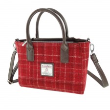 Harris Tweed 'Brora' Small Tote Bag In Red Check