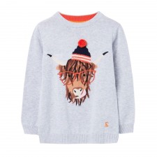 Joules Boys Zany Intarsia Jumper in Grey - 6 Years