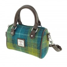 Harris Tweed 'Kilbride' Mini Bowling Bag In Sea Blue & Green Check