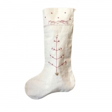 East of India Merry Christmas Linen Stocking