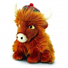 Keel Toys Highland Cow with Tartan Tam O'Shanter