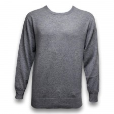 Heritage 100% Cashmere Mens Crew Jumper in Mid Grey