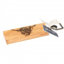Scottish Made Highland Cow Oak Bottle Opener