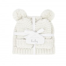 Katie Loxton White Baby Hat And Mittens Set