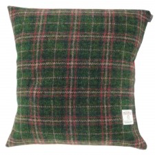 Glen Appin Harris Tweed Fabric Cushion in Dark Green & Plum Check