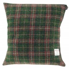 Harris Tweed Fabric Cushion in Dark Green & Plum Check