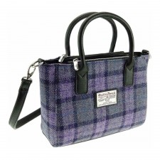 Harris Tweed 'Brora' Small Tote Bag In Bold Purple Check