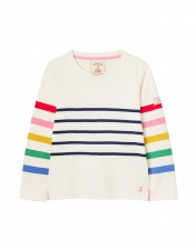 Joules Girls Harbour Long Sleeve T-Shirt In Multi Stripe