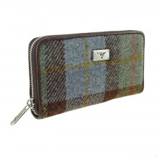 Harris Tweed 'Staffa' Long Zip Wool Purse In MacLeod Tartan