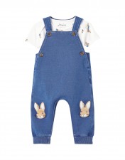 Joules Baby Wilbur Denim Peter Rabbit Dungaree Set Size 18-24 Months