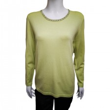 Text Ladies Citrine Crew Neck Jumper With Stud Detail