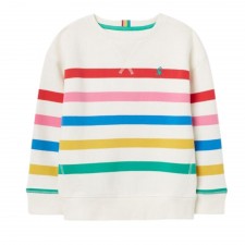 Joules Girl's Monty Stripe Crew Neck Sweatshirt in Multistripe