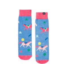 Joules Girls Blue Horse Fluffy Socks UK Kids L