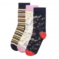 Barbour Ladies Fairisle Sock Gift Set in Navy & Pink