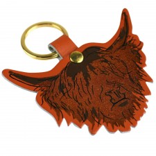 Clare Baird Highland Cow Key Ring in Tan