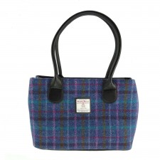 Harris Tweed 'Cassley' Tartan Classic Handbag In Purple
