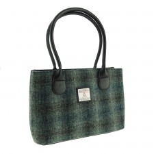 Harris Tweed 'Cassley' Tartan Classic Handbag In Moss Green