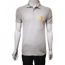 Mens Grey Rampant Lion Embroidered Polo Shirt UK S