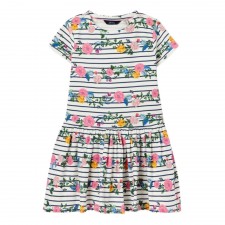 Joules Girl's Harbour Jersey Breton Dress in Floral Harbour Stripe
