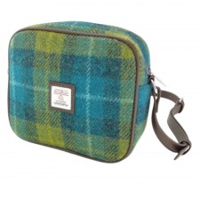 Harris Tweed 'Almond' Mini Bag in Sea Blue & Green Tartan