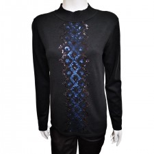 Casamia Ladies Turtle Neck Black Sequin Jumper