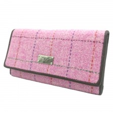 Harris Tweed 'Tiree' Purse in Bright Pink Overcheck Tweed