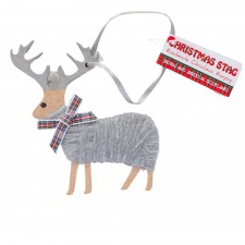 Hairy Coo Christmas Hanging Stag in Grey & Silver