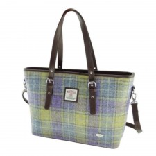 Harris Tweed 'Spey' Large Tote Bag in Muted Lilac Green Check