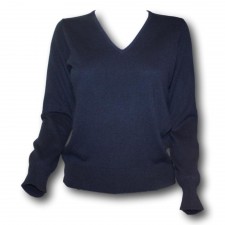 Lona Scott Ladies V-Neck Cashmere Jumper in Oxford Blue