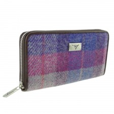 Harris Tweed 'Staffa' Long Zip Wool Purse In Muted Pink