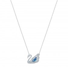 Swarovski Dancing Swan Blue and White Crystal Pendant Necklace