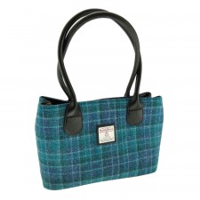 Harris Tweed 'Cassley' Tartan Classic Handbag In Sea Blue Check