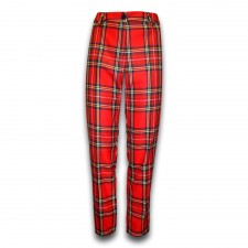 green and blue tartan trousers