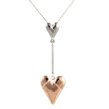 Lila Rose Gold And Rhodium Plated Heart to Heart Pendant 50mm