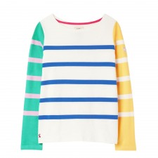 Joules Ladies Harbour Long Sleeve Jersey Top in  Cream Hotch Potch Stripe UK 10