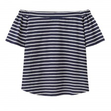 Joules Ladies Navy Stripe Oona Off-Shoulder Top UK 8