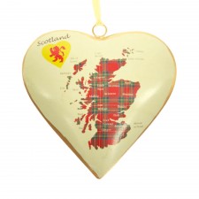 Scotland Tartan Map Hanging Heart Decoration