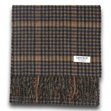 Lona Scott 100% Cashmere Scarf in Brown Multi Check