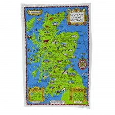 Glen Appin Souvenir Map of Scotland Tea Towel 100% Cotton