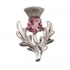 Art Pewter Light Amethyst Thistle Brooch