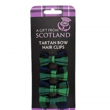 Pack of 4 Green Tartan Bow Hair Clips