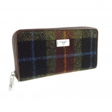 Harris Tweed 'Staffa' Long Zip Wool Purse In Rust Check