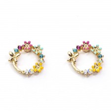 Lila Circle Studs Gold Plated Earrings