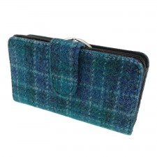 Harris Tweed 'Iona' Purse In  Sea Blue Check